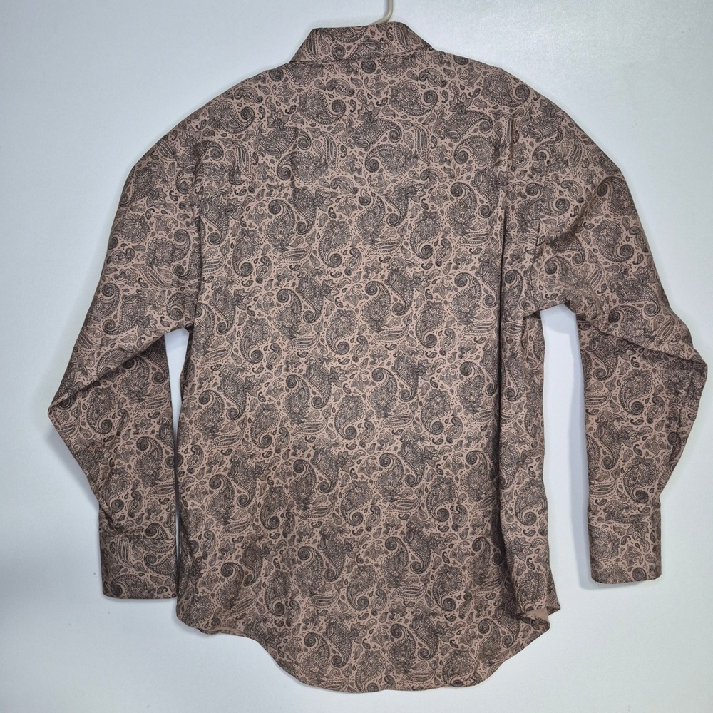 Ely Cattleman Western Shirt Mens XXL Tan Paisley Pearl Snap Long Sleeve Cotton - Picture 4 of 9
